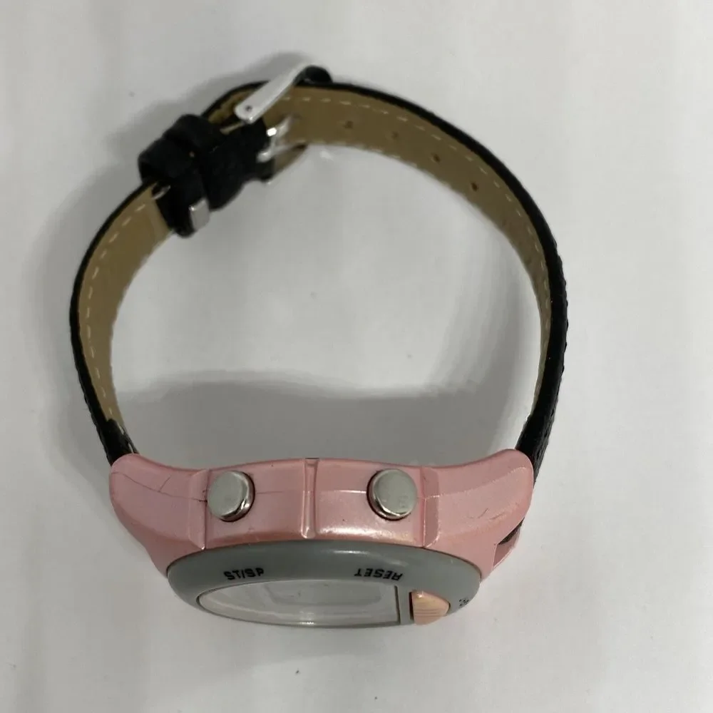 Fossil DQ1166 Women's Black Leather Digital Gray Dial Quartz Genuine Watch LJ311